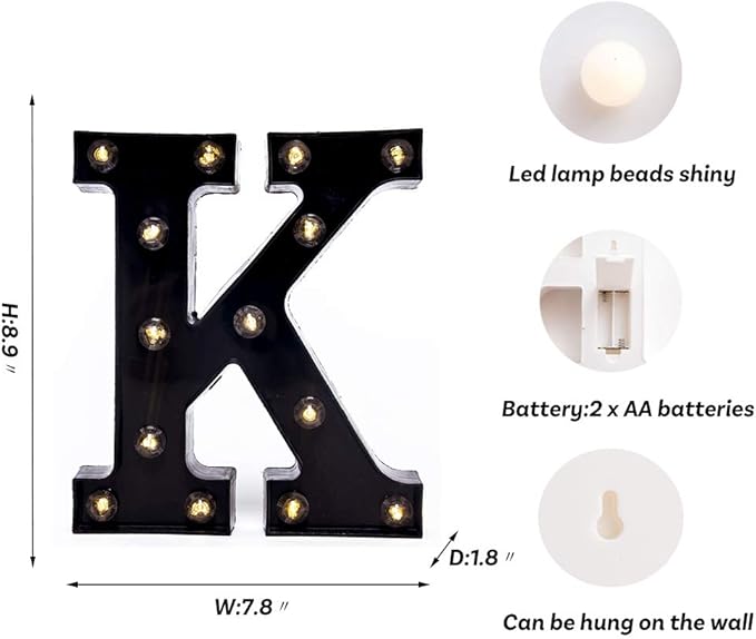 Foaky Black LED Marquee Number Lights Sign Light Up Marquee Number Lights Sign for Night Light Wedding Birthday Party Battery Powered Christmas Lamp Home Bar Decoration