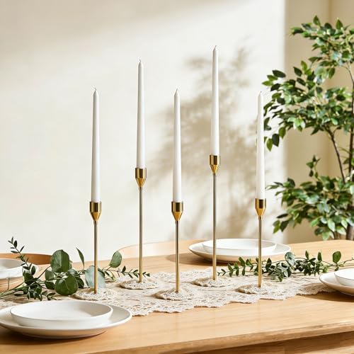 Candlestick Holders, Set of 3 Taper Silver Candle Holder Decor for Date, Festival, Wedding, Party, Dinning or Anniversary, Fit 3/4" Thick Pillar Candles & Led Candles