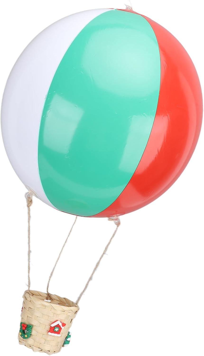 Christmas Hot Air Balloon Basket | PVC Storage Bin, For Dolls Candies, Lightweight, With Hemp Rope