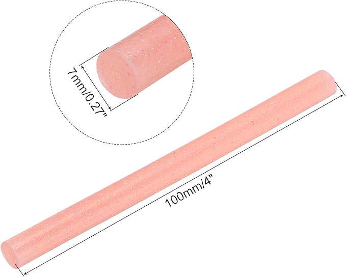 uxcell 20pcs Hot Glue Sticks for Glue Gun 7mm/0.28-inch x 4-inch Mini Hot Melt Adhesive Glue Stick Glitter Pink