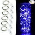 CYLAPEX 6 Pack Blue Fairy Lights Battery Operated Fairy String Lights Firefly Lights LED Starry String Lights 3.3ft 20 LEDs Silvery Copper Wire for Christmas DIY Decoration Costume Wedding Party
