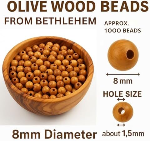 holy land market olive wood beads 8mm 1000, side view