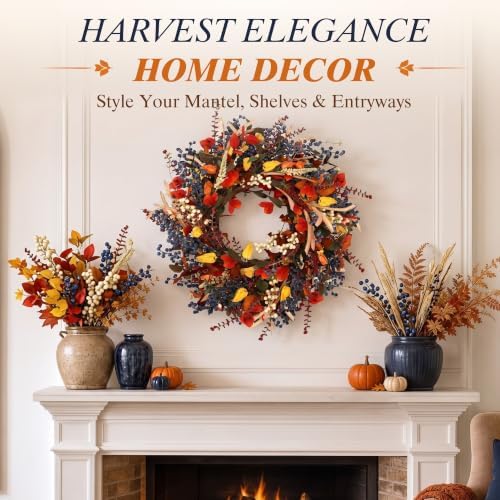 24" fall wreaths for front door, fall wreaths showing dimensions