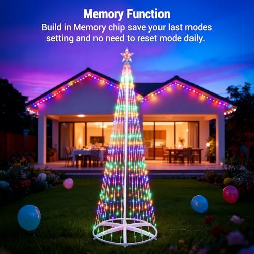 ibaycon outdoor christmas tree, 6.9ft 298 led color, front angle view