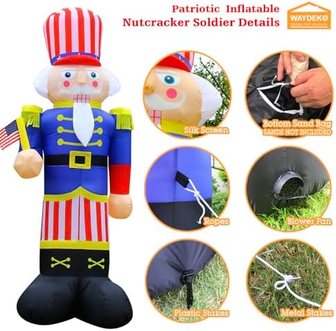 independence day inflatable nutcracker soldier yard decoration lighted, close-up detail