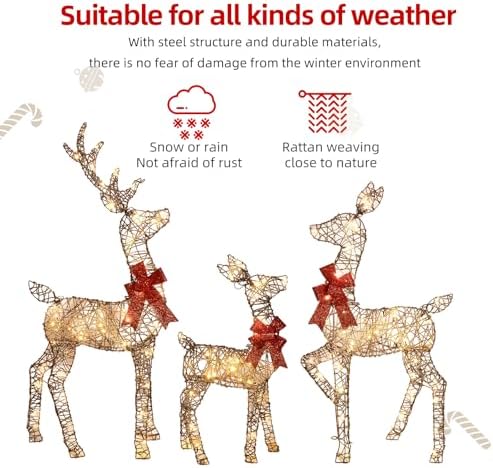 hoyechi 4ft christmas decorations outdoor lighted reindeer –, side view
