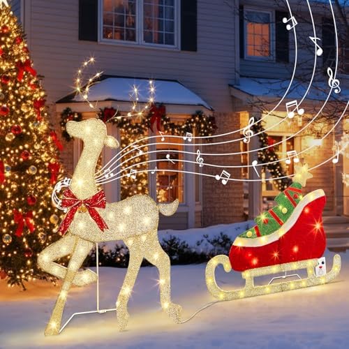 eambrite christmas decorations outdoor, 42 inch christmas reindeer, main product view