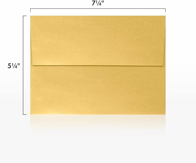 LUXPaper A7 Invitation Envelopes | Peel & Press | 5 1/4" x 7 1/4" | Gold Metallic | 80lb. Text | 500 Qty
