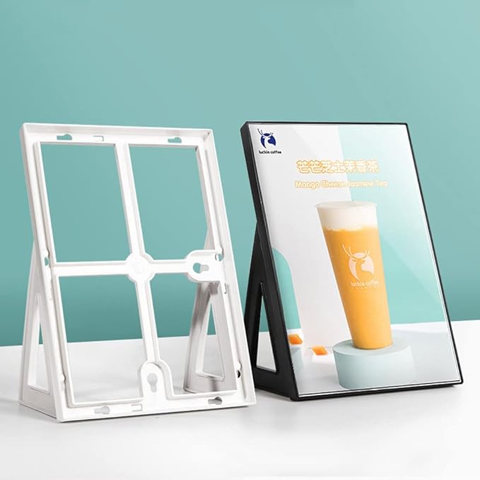 ABS Plastic Sign Holder，Menu Displays L Shape Sign Stand Vertical/Horizontal Use (Black A5 148×210mm/5.83×8.27inches)