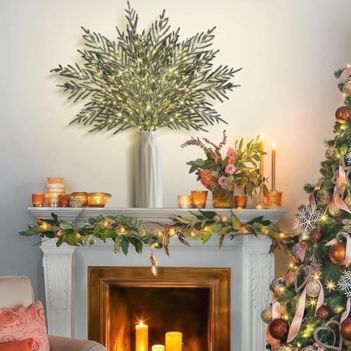 35" lighted norfolk pine branches for vase, long showing dimensions