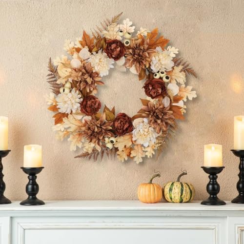 24 inch fall brown wreaths for front door showing dimensions