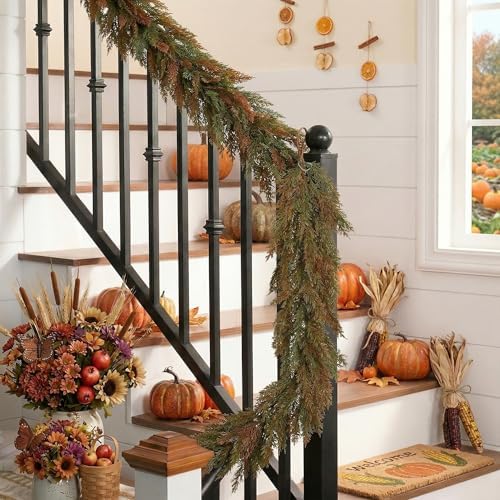 valery madelyn 6ft artificial norfolk fall garland for showing dimensions