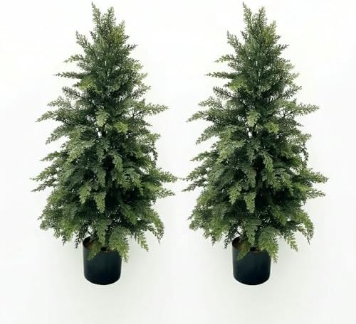 artificial cypress cedar tree 3ft 2 pack, uv, main product view