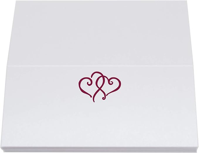 Linked Hearts Place Cards, Burgundy (Choose Color), Set of 25, Pre-cut and Scored - Wedding, Party, Dinner, and Special Events - Made in the USA