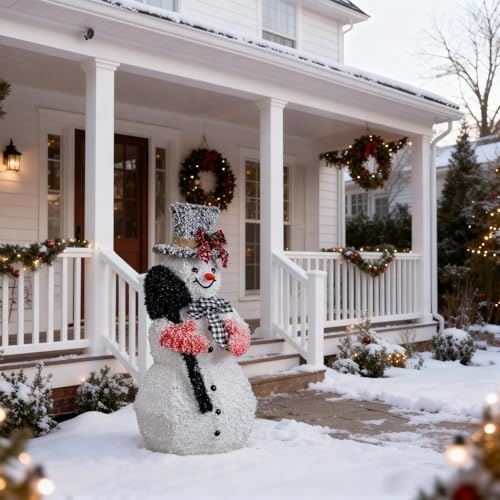 vingli 3ft lighted snowman christmas decorations outdoor indoor shown in use