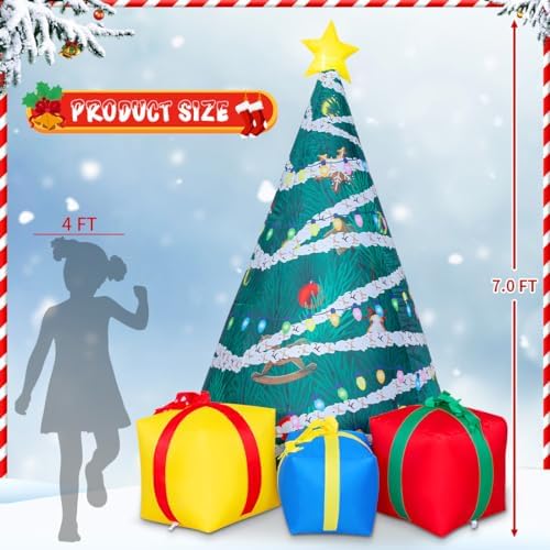comin 7 ft christmas inflatables tree outdoor decorations showing dimensions
