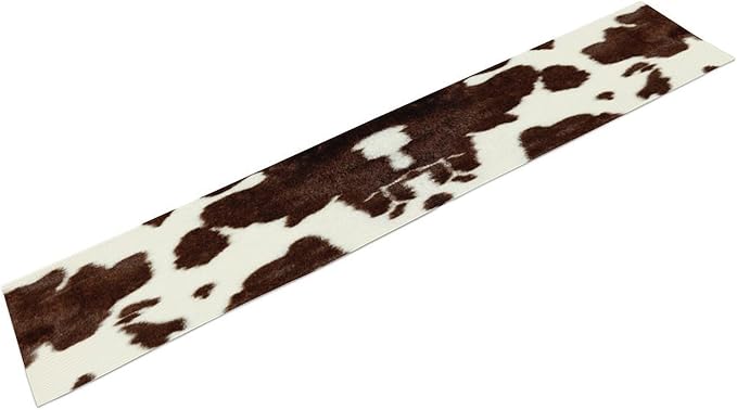 Cow Skin Print Table Runner, Safari Wildlife Brown Country Farm Cowhide Pattern Cotton Linen Rustic Cottage Table Runner for Dinning Home Party Holidays Home Setting, 13x70 Inch