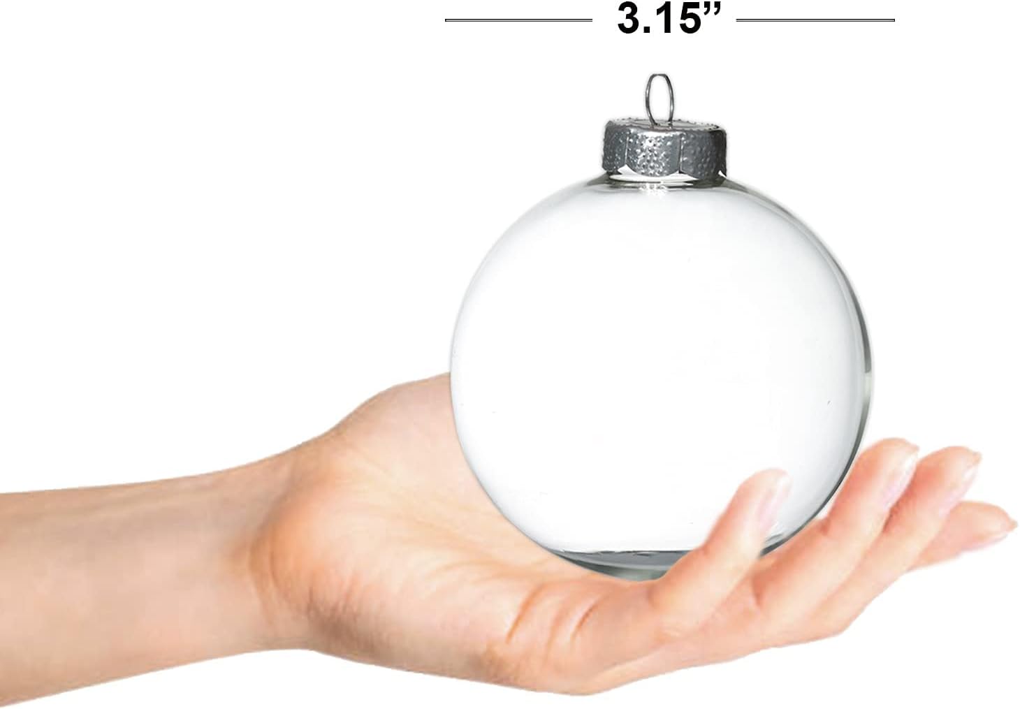 4E's Novelty 12-Pack 3.15 Inch Clear Glass Christmas Ornament Balls - Fillable with Hanging Cord, DIY Glass Ornaments for Xmas Tree