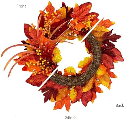 tokcare 24 inch fall wreaths for front door, package contents