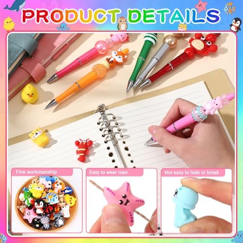 watersay 70 pcs animals 3d silicone focal beads, close-up detail