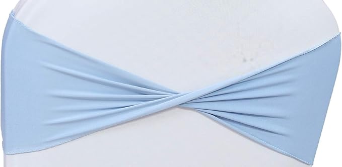VDS Pack of 100 PCS | Baby Blue | Spandex Chair Sashes Bows Without Buckle | Stretch Elastic Banquet Universal Folding Chair Band Tie with for Wedding Party Conference Celebration Event Decoration