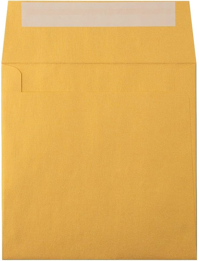 LUXPaper Square Invitation Envelopes | Peel & Press | 5 3/4" x 5 3/4" | Gold Metallic | 80lb. Text | 50 Qty