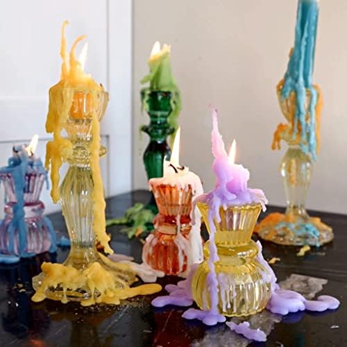 Candlestock Hippie Drippy Drip Candles - Pack of 6 Dripping Taper - Wine Bottle Melting Candles (Ivory)