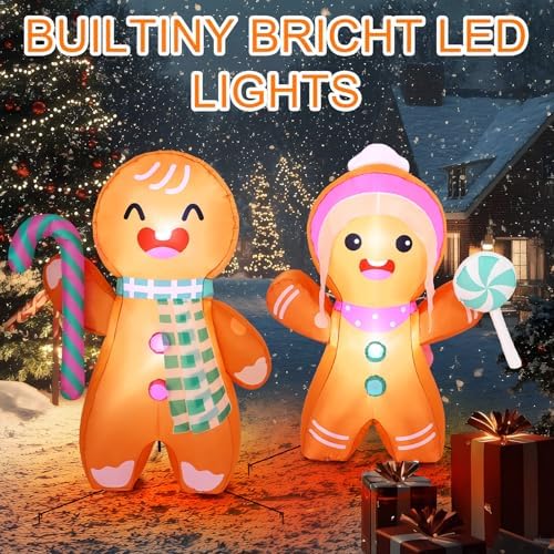 soulchen 2 pcs 5ft christmas gingerbread inflatable decoration, package contents