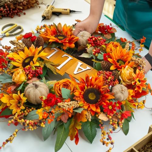24 inch fall wreaths for front door autumn, package contents