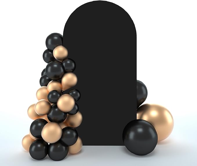bricia Wedding Arch Backdrop Stand Cover, 7.2FT Double Sided Stretchy Arch Cover Fitted Wedding Birthday Party Banquet Decoration (Black 86.4''Lx48''W)