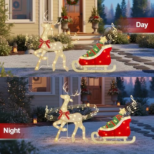 eambrite christmas decorations outdoor, 42 inch christmas reindeer, side view