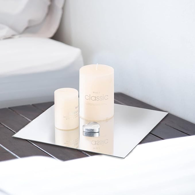 VASUHOME 12" Square Mirrors Candle Plate for Table Centerpieces, Set of 12, 2 mm Thick, Mirror Tiles for Wall, Table Wedding Centerpieces, Party Decor and Crafts