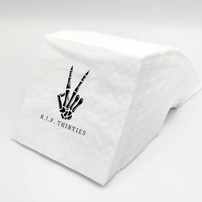 SharkBliss RIP Thirties Cocktail Napkins, 200 Count RIP Thirties Death to My 30s 40th Birthday Paper Napkins for Party Decorations | 2-Ply, 5x5"