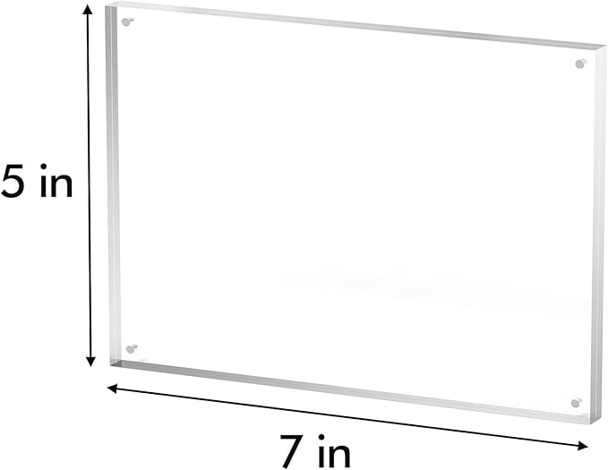 5x7 Acrylic Picture Frame 5 Pack, Clear Freestanding Double Sided Frameless Magnetic Photo Frames, Desktop Display Decor Gift