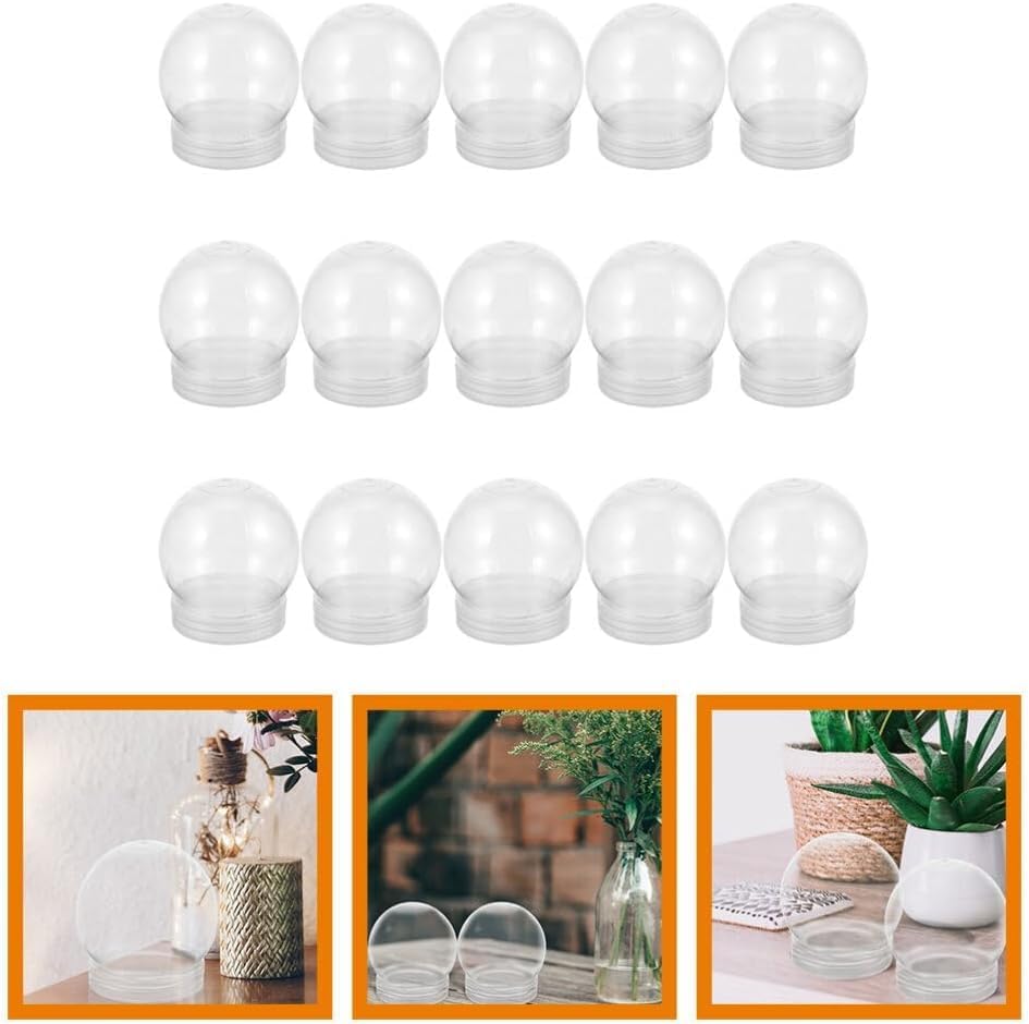 15 Pack 3 inch Snow Globes DIY Snow Globes Clear Plastic Water Globe with Screw Off Cap Water Globe Jar for DIY Crafts Christmas Valentine Home Decoration Snow Globe Clear Fillable Jar Keeps
