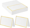 50Pcs Place Cards, Table Name Cards with Gold Foil, Place Card for Table Setting Food Labels for Party Buffet, Wedding Places Card Tent Carded for Dinner Parties,Events, Bridal Shower(White)