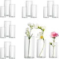 Glass Cylinder Vase Set of 18 for Centerpieces, 4,4.7,6 inch Tall Clear Vase Bulk Floating Candle Holder for Wedding Table Home Décor and Party