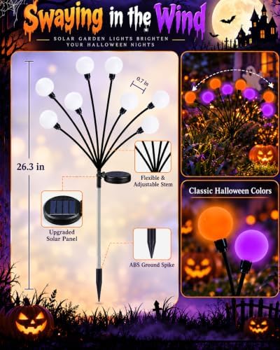 ozs 6 pack orange purple halloween decorations outdoor showing dimensions