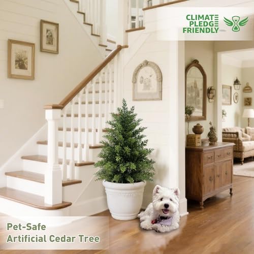 2ft artificial cedar trees for outdoors (uv resistant), side view
