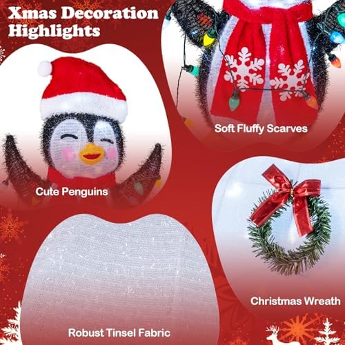 tangkula lighted christmas penguins & igloo, 3d north on a desk or shelf