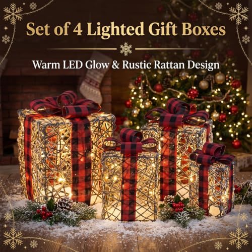 lighted box decorations outdoor – plug-in 40 led showing dimensions