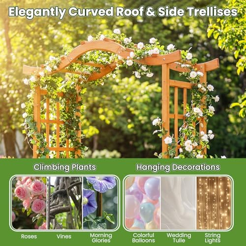 happygrill 83" garden arbor with gate & 2, side view