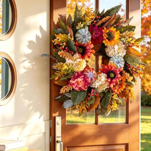 harvest fall wreaths for front door outside 24 shown in use