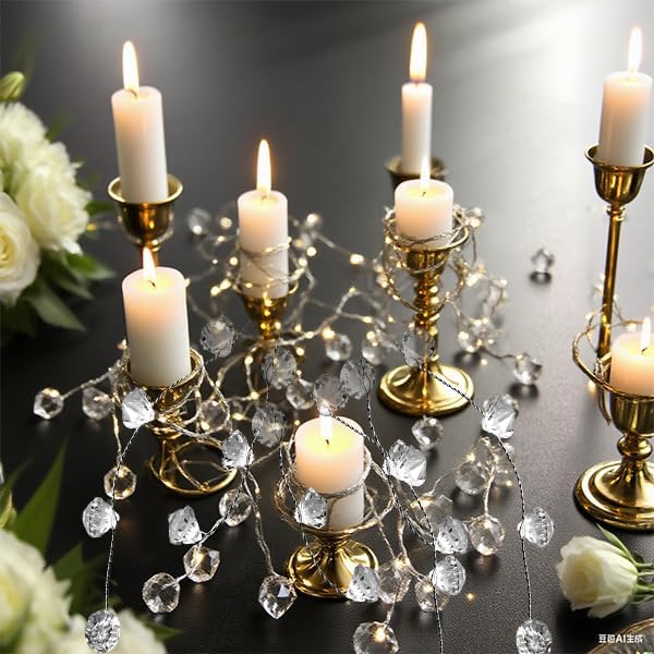 (10 pack) 47” clear diamond beaded crystal christmas on a desk or shelf