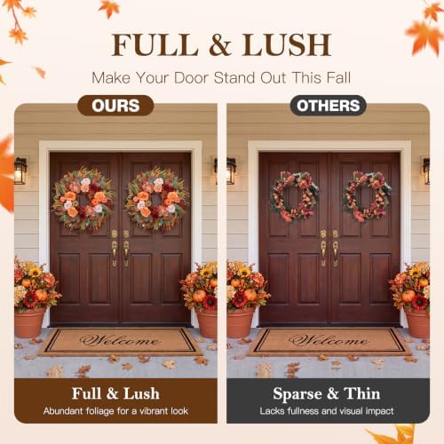 26” fall wreaths for front door, autumn harvest, view 9