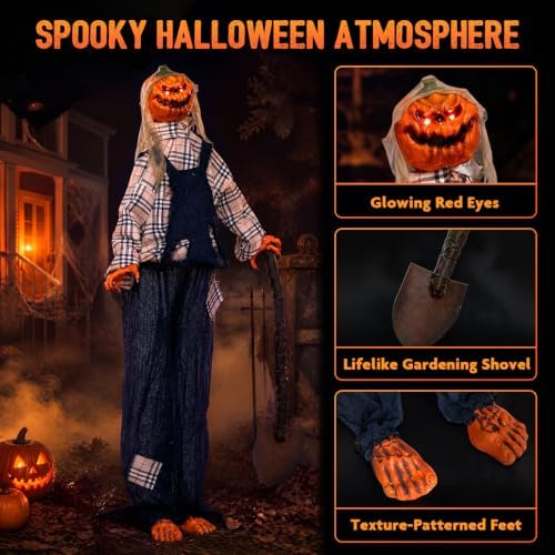 tangkula 5.3 ft animated halloween standing pumpkin scarecrow, package contents