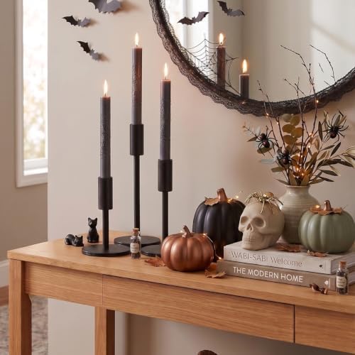Black Taper Candle Holders Set of 3, Iron Candlestick Holders