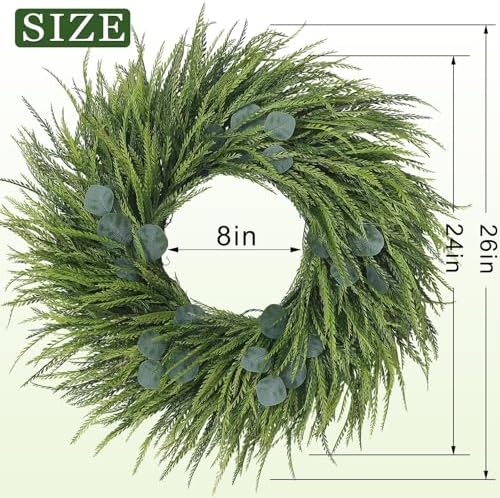 26" artificial eucalyptus with fake saw grass wreath, package contents