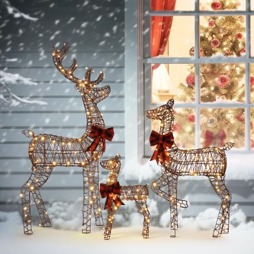 vingli 3 pack 5ft lighted reindeer set christmas shown in use