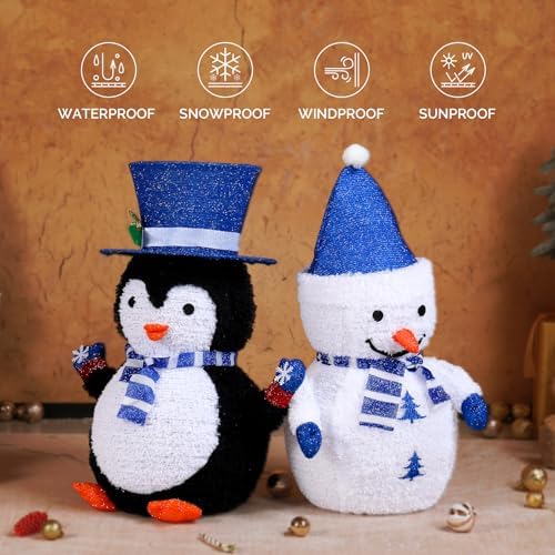 vingli 2 pack 28 inch lighted snowman penguin, package contents